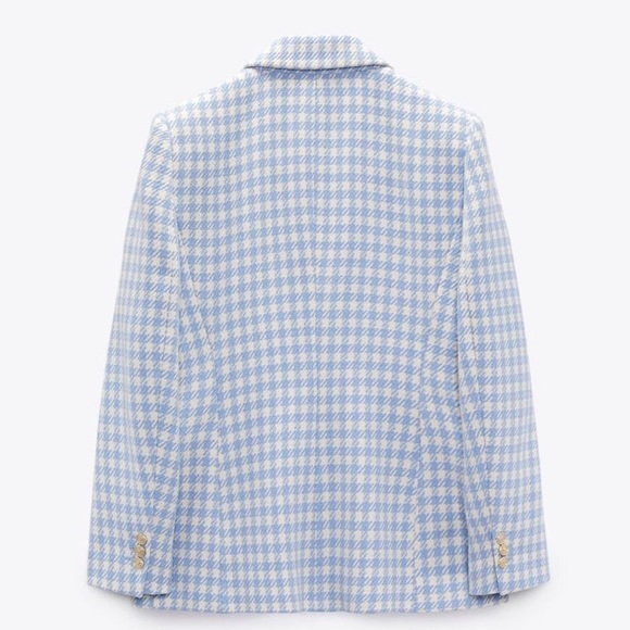 Zara Blue Houndstooth Blazer - Picture 2 of 6